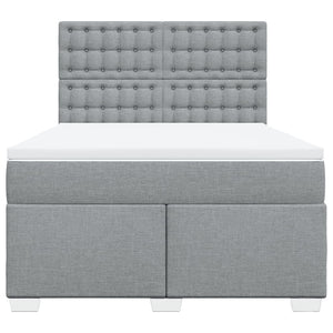 Κρεβάτι Boxspring με Στρώμα Ανοιχτό Γκρι 140x190 εκ. Υφασμάτινο