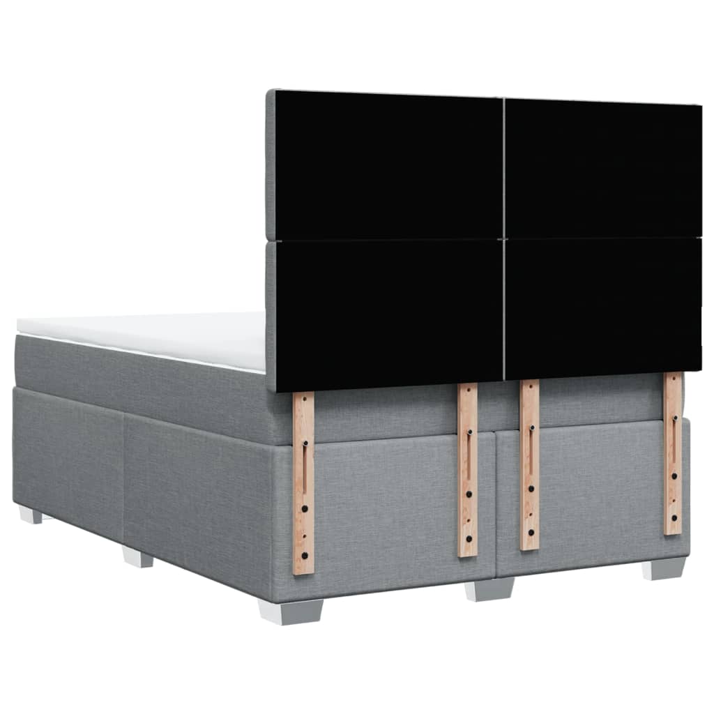 Κρεβάτι Boxspring με Στρώμα Ανοιχτό Γκρι 140x190 εκ. Υφασμάτινο