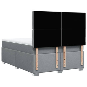 Κρεβάτι Boxspring με Στρώμα Ανοιχτό Γκρι 140x190 εκ. Υφασμάτινο