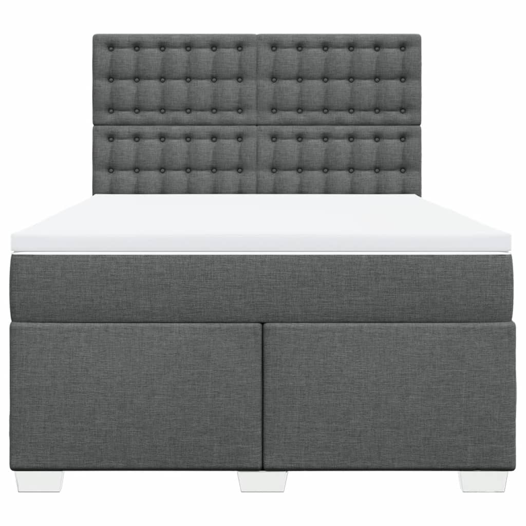 Κρεβάτι Boxspring με Στρώμα Σκούρο Γκρι 140x190 εκ. Υφασμάτινο