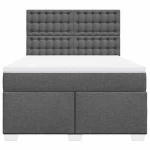 Κρεβάτι Boxspring με Στρώμα Σκούρο Γκρι 140x190 εκ. Υφασμάτινο