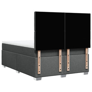 Κρεβάτι Boxspring με Στρώμα Σκούρο Γκρι 140x190 εκ. Υφασμάτινο