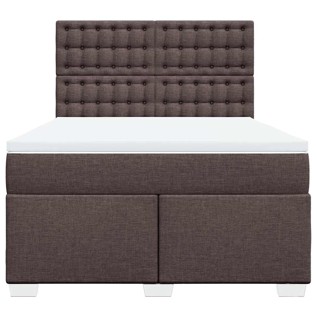 Κρεβάτι Boxspring με Στρώμα Σκούρο Καφέ 140x190 εκ. Υφασμάτινο - Pakobazaar