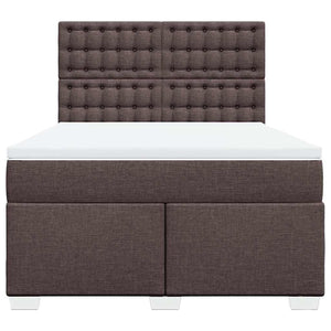 Κρεβάτι Boxspring με Στρώμα Σκούρο Καφέ 140x190 εκ. Υφασμάτινο - Pakobazaar