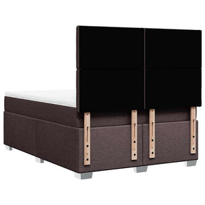 Κρεβάτι Boxspring με Στρώμα Σκούρο Καφέ 140x190 εκ. Υφασμάτινο - Pakobazaar