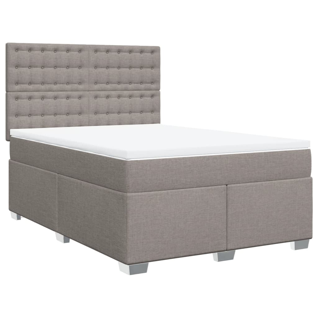Κρεβάτι Boxspring με Στρώμα Taupe 140x190 εκ. Υφασμάτινο