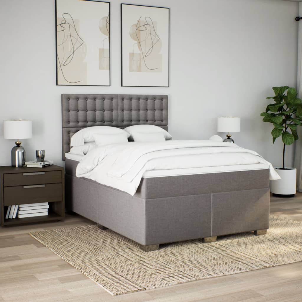 Κρεβάτι Boxspring με Στρώμα Taupe 140x190 εκ. Υφασμάτινο