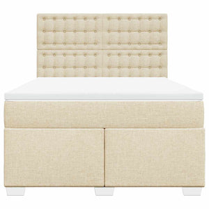 Κρεβάτι Boxspring με Στρώμα Κρεμ 140x190 εκ. Υφασμάτινο - Pakobazaar