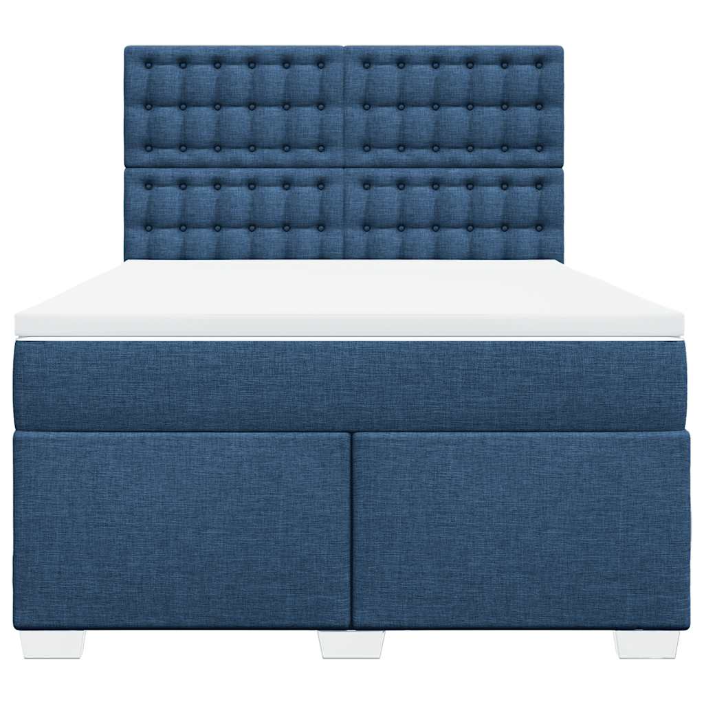 Κρεβάτι Boxspring με Στρώμα Μπλε 140x190 εκ. Υφασμάτινο