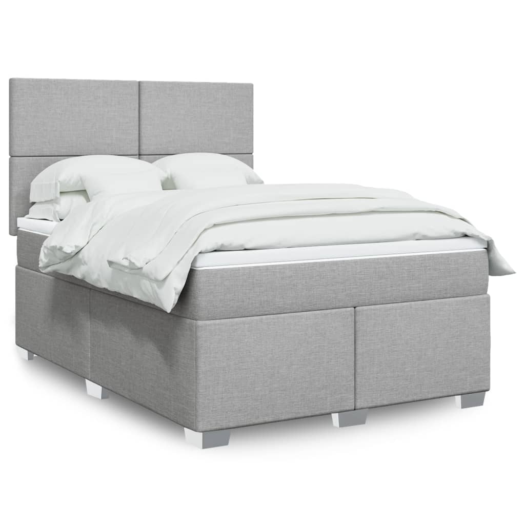 Κρεβάτι Boxspring με Στρώμα Ανοιχτό Γκρι 140x200 εκ. Υφασμάτινο