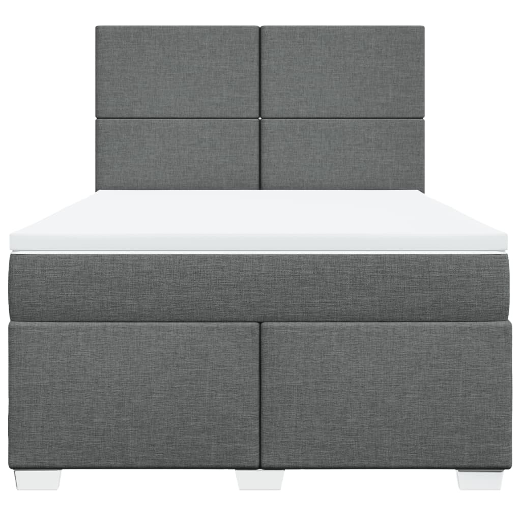 Κρεβάτι Boxspring με Στρώμα Σκούρο Γκρι 140x200 εκ Υφασμάτινο - Pakobazaar