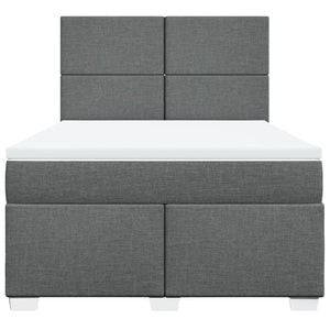 Κρεβάτι Boxspring με Στρώμα Σκούρο Γκρι 140x200 εκ Υφασμάτινο - Pakobazaar
