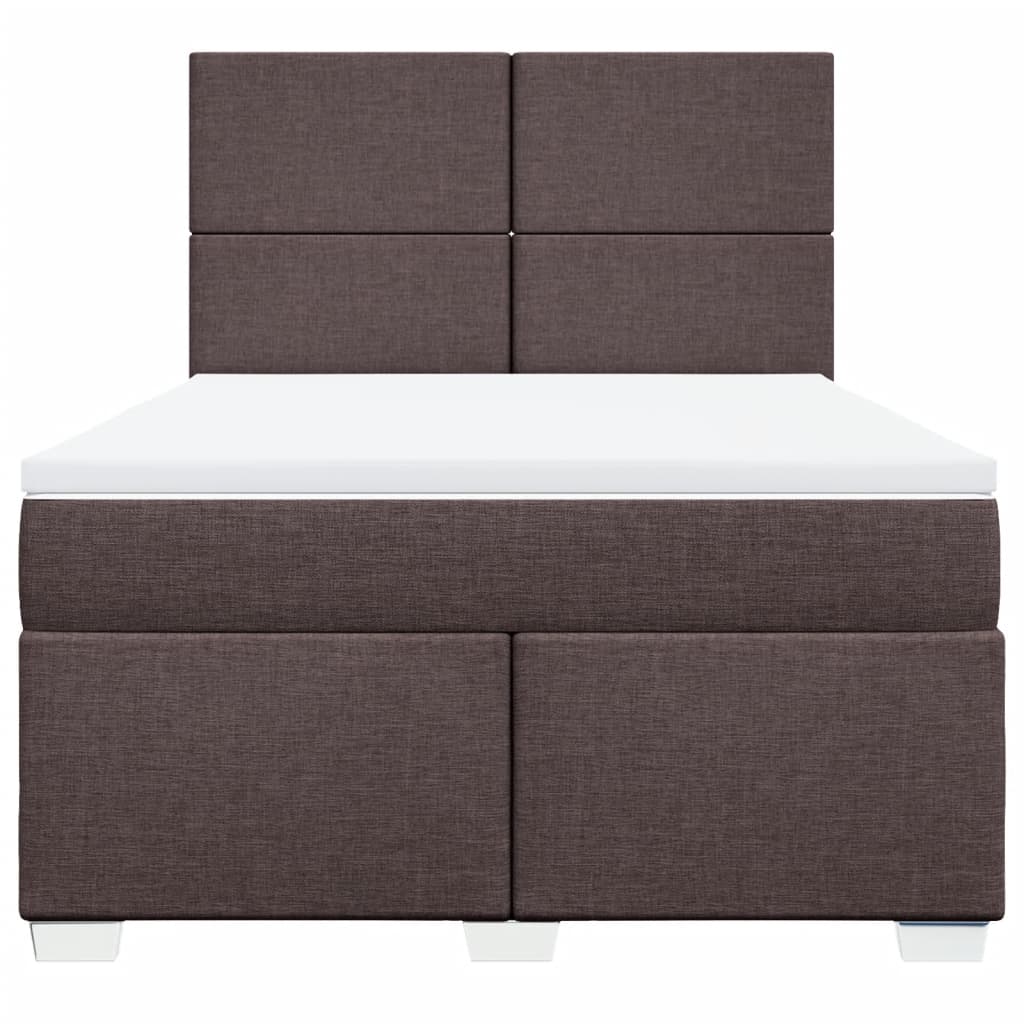 Κρεβάτι Boxspring με Στρώμα Σκούρο Καφέ 140x200 εκ Υφασμάτινο