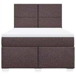 Κρεβάτι Boxspring με Στρώμα Σκούρο Καφέ 140x200 εκ Υφασμάτινο