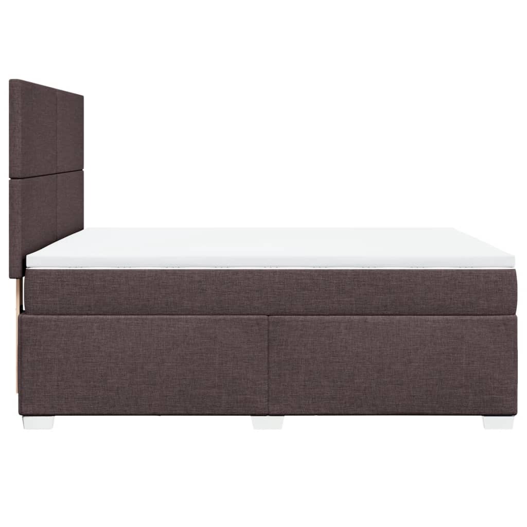Κρεβάτι Boxspring με Στρώμα Σκούρο Καφέ 140x200 εκ Υφασμάτινο