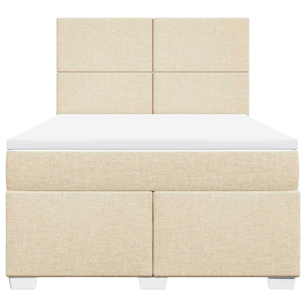 Κρεβάτι Boxspring με Στρώμα Κρεμ 140x200 εκ. Υφασμάτινο