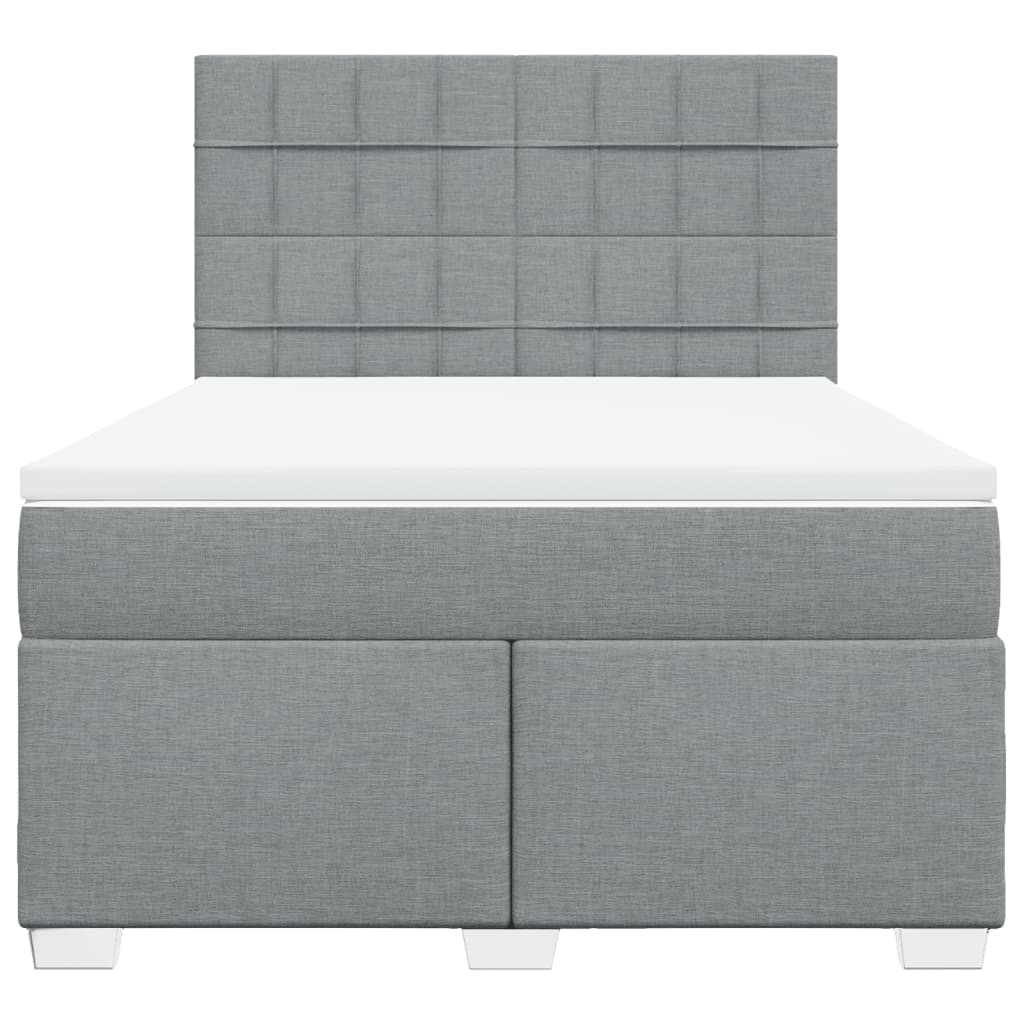 Κρεβάτι Boxspring με Στρώμα Ανοιχτό Γκρι 140x200 εκ. Υφασμάτινο - Pakobazaar