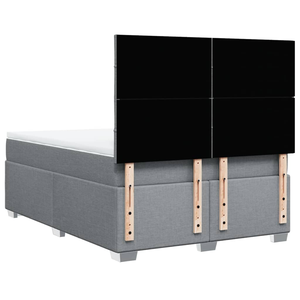 Κρεβάτι Boxspring με Στρώμα Ανοιχτό Γκρι 140x200 εκ. Υφασμάτινο - Pakobazaar