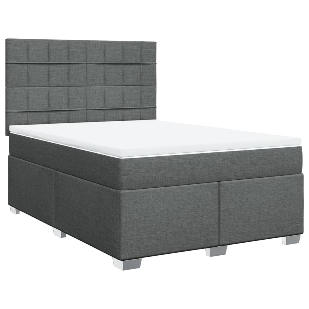 Κρεβάτι Boxspring με Στρώμα Σκούρο Γκρι 140x200 εκ Υφασμάτινο - Pakobazaar