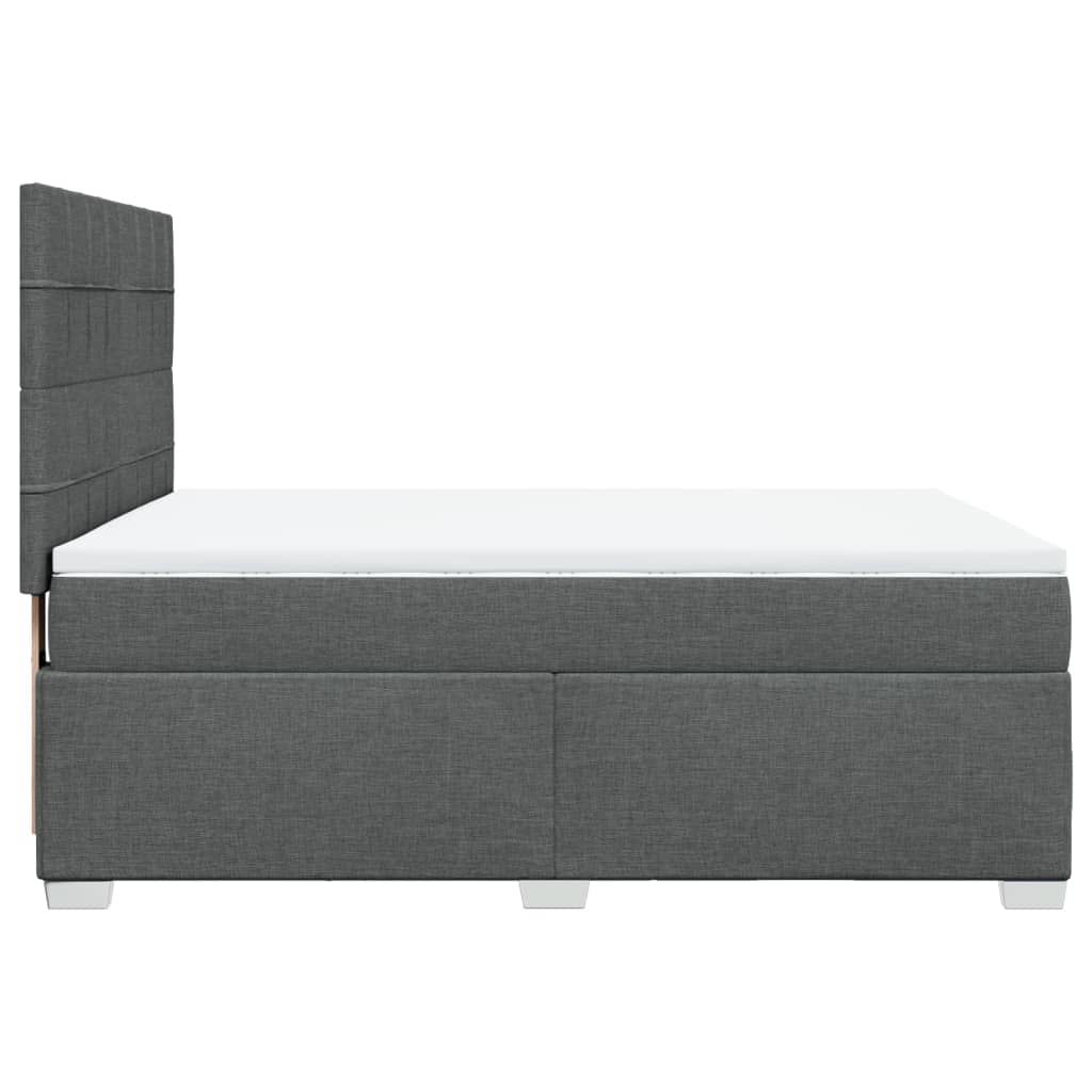 Κρεβάτι Boxspring με Στρώμα Σκούρο Γκρι 140x200 εκ Υφασμάτινο - Pakobazaar