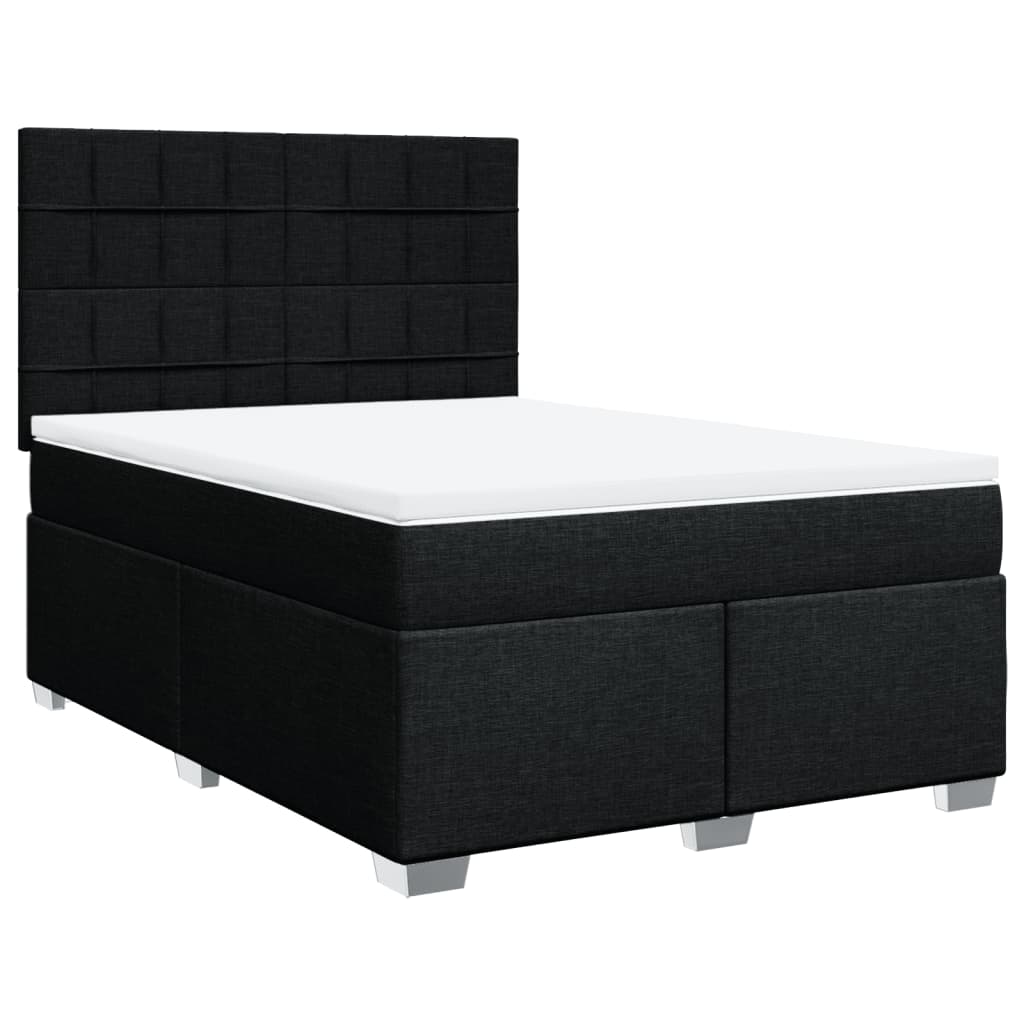 Κρεβάτι Boxspring με Στρώμα Μαύρο 140x200 εκ. Υφασμάτινο