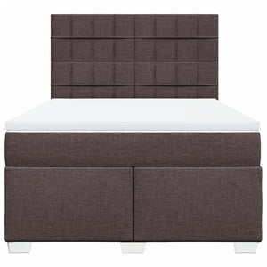 Κρεβάτι Boxspring με Στρώμα Σκούρο Καφέ 140x200 εκ Υφασμάτινο