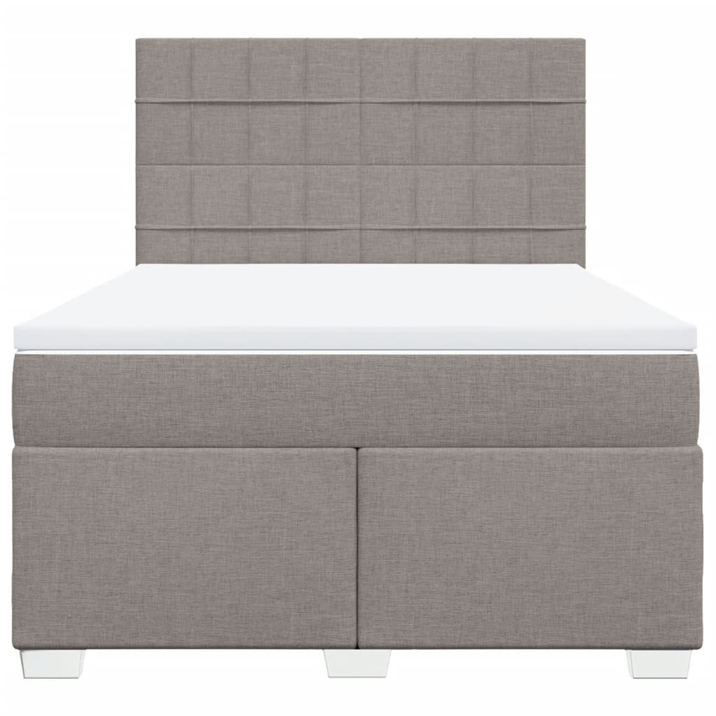 Κρεβάτι Boxspring με Στρώμα Taupe 140x200 εκ. Υφασμάτινο - Pakobazaar
