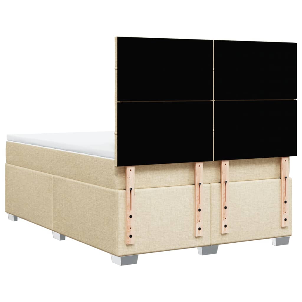Κρεβάτι Boxspring με Στρώμα Κρεμ 140x200 εκ. Υφασμάτινο - Pakobazaar