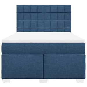 Κρεβάτι Boxspring με Στρώμα Μπλε 140x200 εκ. Υφασμάτινο
