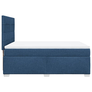 Κρεβάτι Boxspring με Στρώμα Μπλε 140x200 εκ. Υφασμάτινο