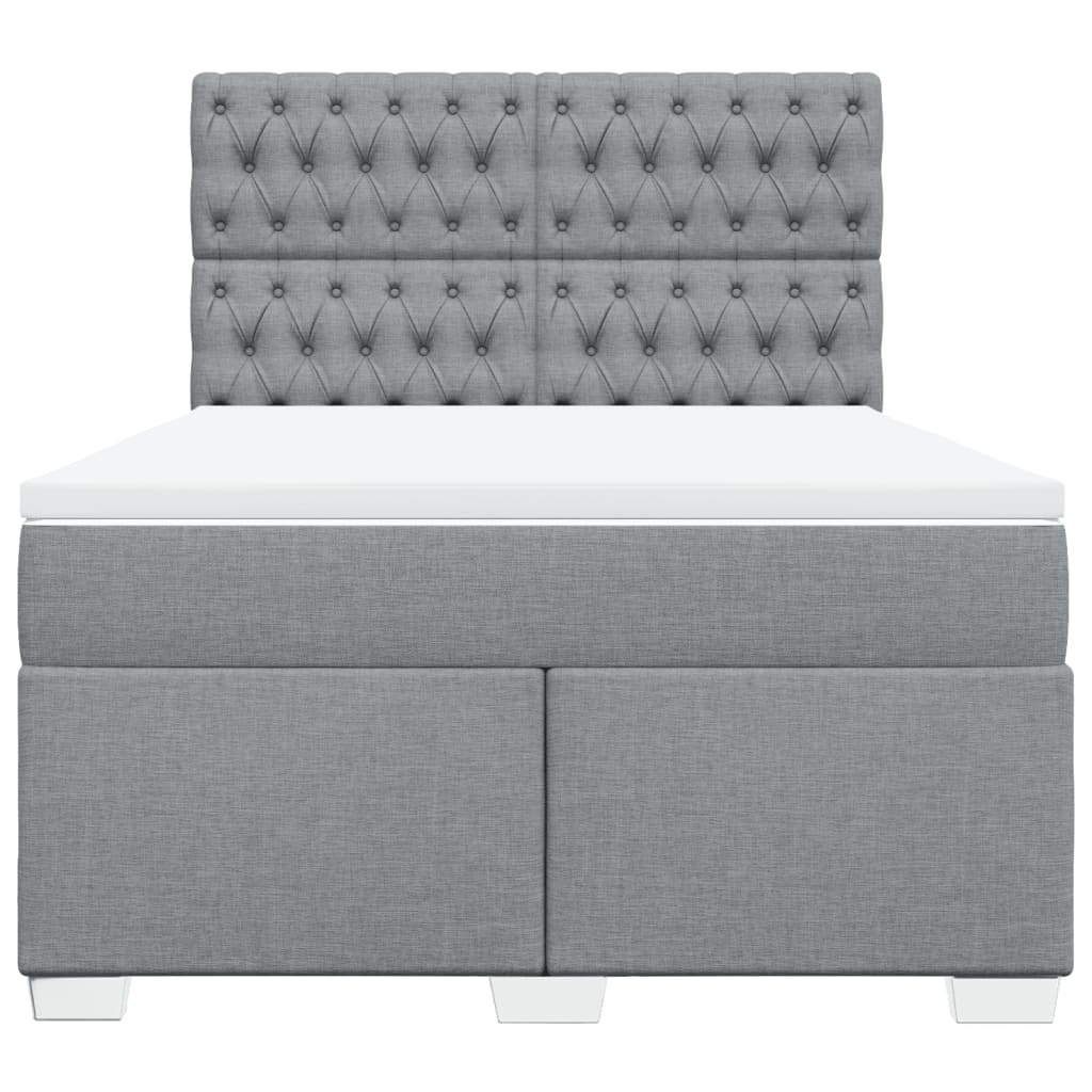 Κρεβάτι Boxspring με Στρώμα Ανοιχτό Γκρι 140x200 εκ. Υφασμάτινο - Pakobazaar