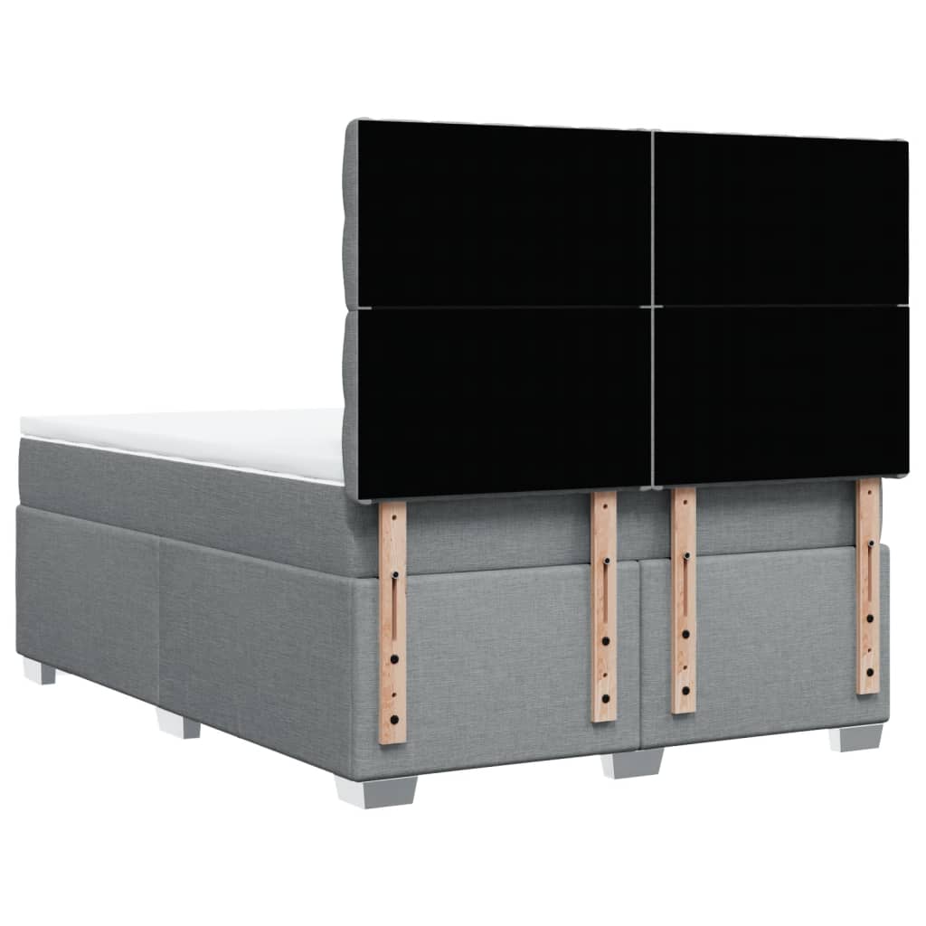 Κρεβάτι Boxspring με Στρώμα Ανοιχτό Γκρι 140x200 εκ. Υφασμάτινο - Pakobazaar