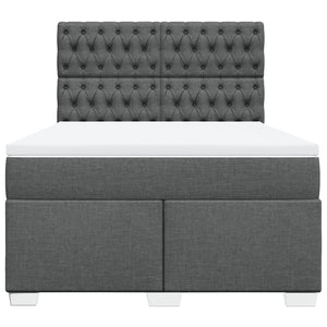 Κρεβάτι Boxspring με Στρώμα Σκούρο Γκρι 140x200 εκ Υφασμάτινο