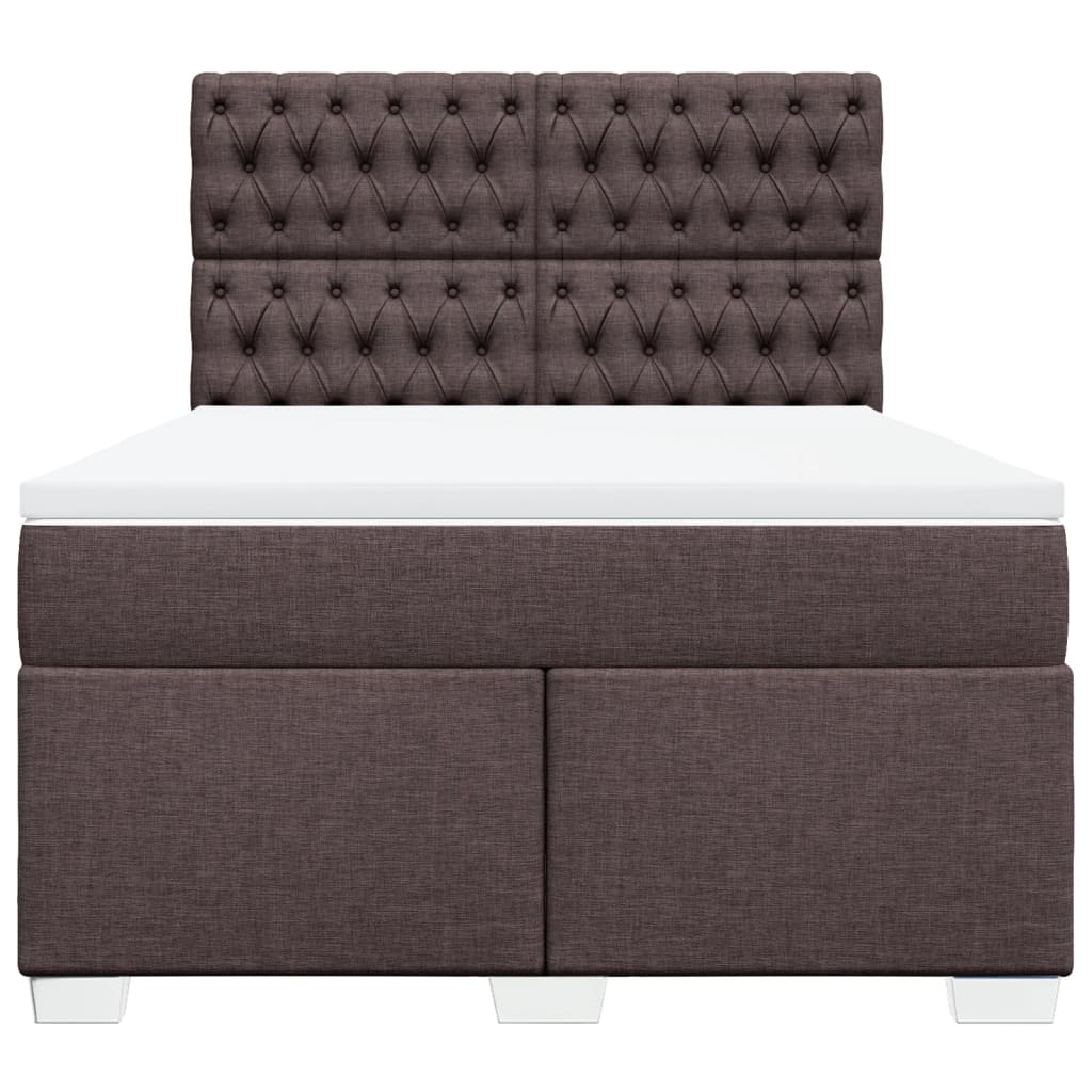Κρεβάτι Boxspring με Στρώμα Σκούρο Καφέ 140x200 εκ Υφασμάτινο - Pakobazaar