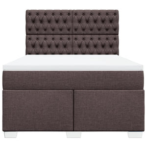 Κρεβάτι Boxspring με Στρώμα Σκούρο Καφέ 140x200 εκ Υφασμάτινο - Pakobazaar