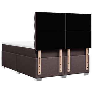 Κρεβάτι Boxspring με Στρώμα Σκούρο Καφέ 140x200 εκ Υφασμάτινο - Pakobazaar