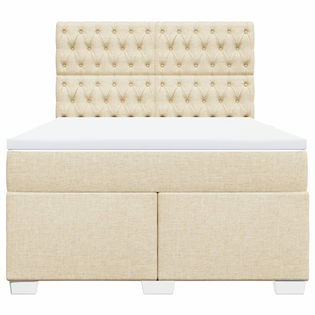 Κρεβάτι Boxspring με Στρώμα Κρεμ 140x200 εκ. Υφασμάτινο - Pakobazaar