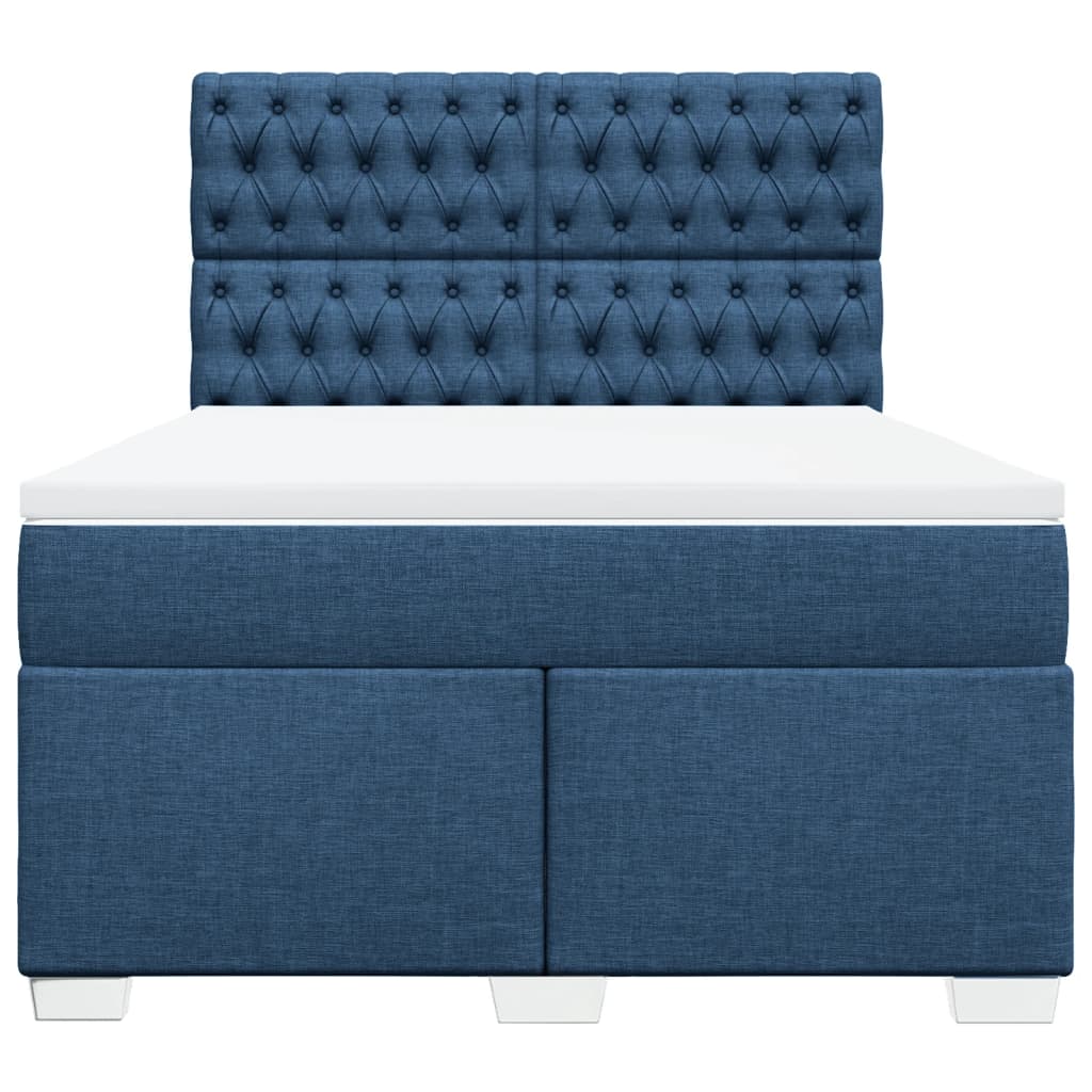 Κρεβάτι Boxspring με Στρώμα Μπλε 140x200 εκ. Υφασμάτινο - Pakobazaar