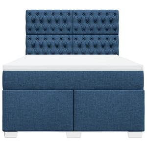 Κρεβάτι Boxspring με Στρώμα Μπλε 140x200 εκ. Υφασμάτινο - Pakobazaar