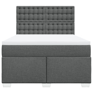 Κρεβάτι Boxspring με Στρώμα Σκούρο Γκρι 140x200 εκ Υφασμάτινο
