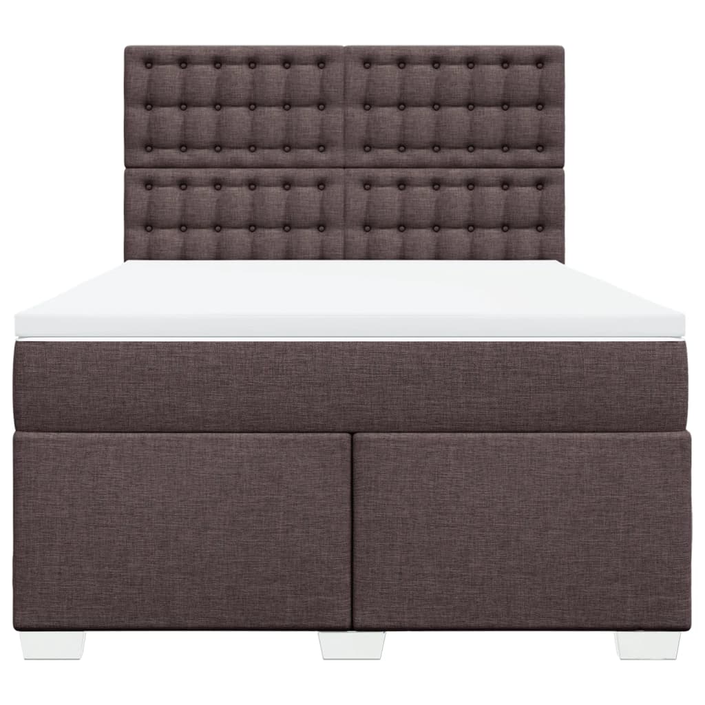 Κρεβάτι Boxspring με Στρώμα Σκούρο Καφέ 140x200 εκ Υφασμάτινο - Pakobazaar