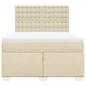 Κρεβάτι Boxspring με Στρώμα Κρεμ 140x200 εκ. Υφασμάτινο