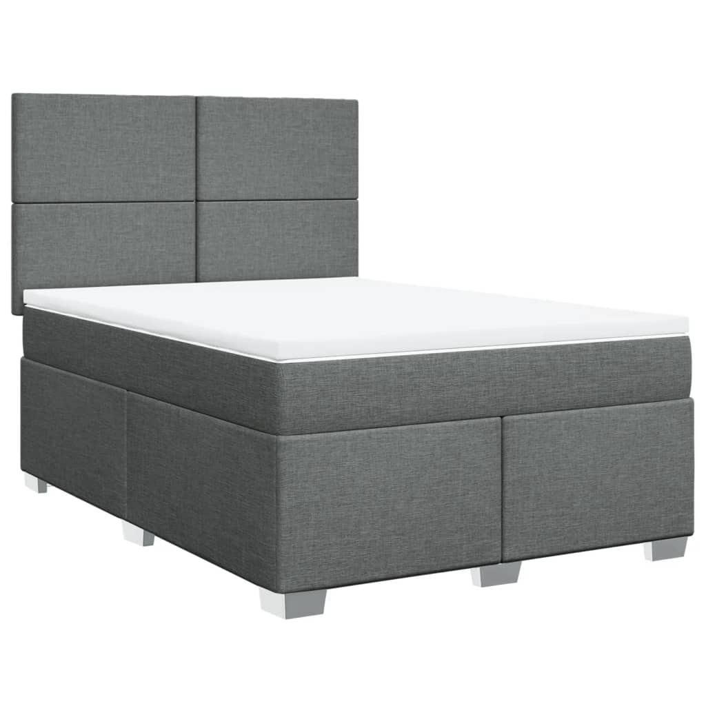 Κρεβάτι Boxspring με Στρώμα Σκούρο Γκρι 160x200 εκ Υφασμάτινο - Pakobazaar