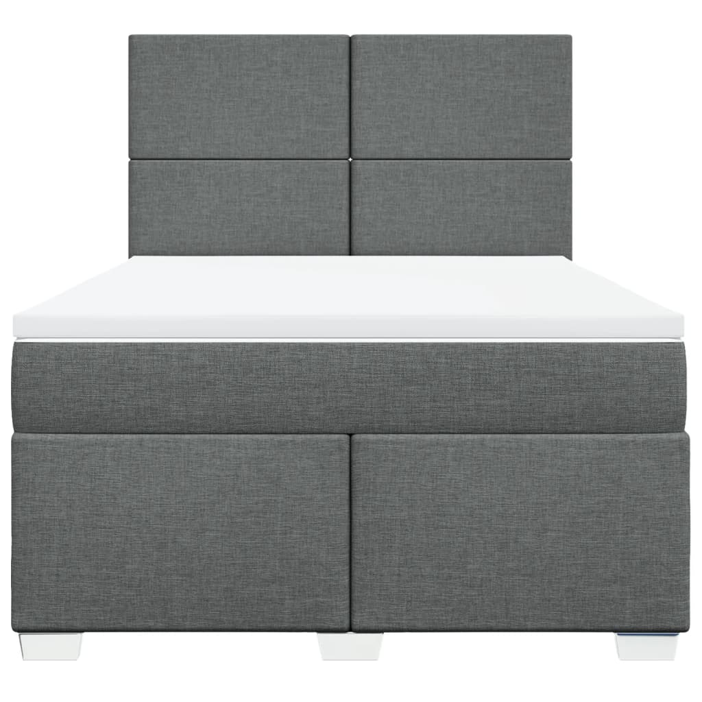 Κρεβάτι Boxspring με Στρώμα Σκούρο Γκρι 160x200 εκ Υφασμάτινο - Pakobazaar