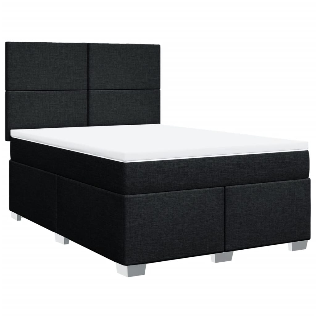 Κρεβάτι Boxspring με Στρώμα Μαύρο 160x200 εκ. Υφασμάτινο - Pakobazaar