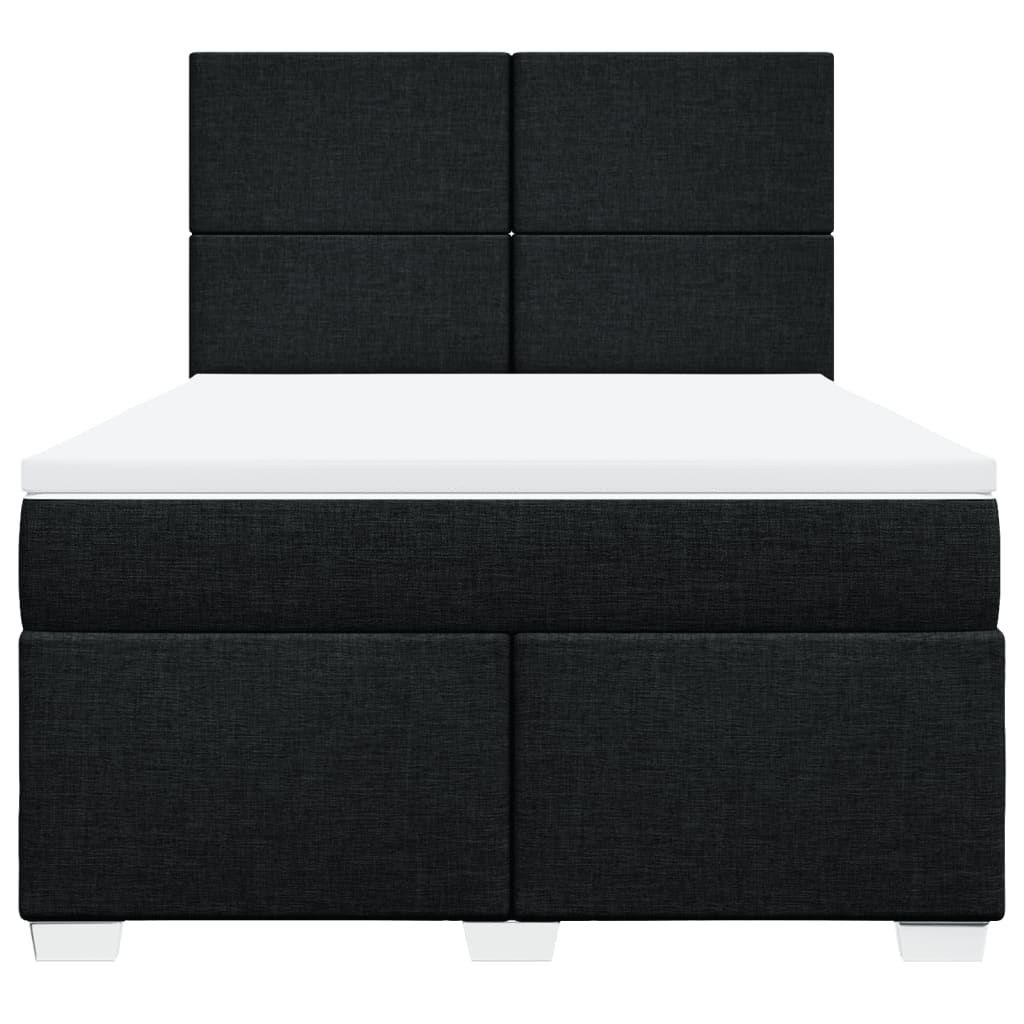 Κρεβάτι Boxspring με Στρώμα Μαύρο 160x200 εκ. Υφασμάτινο - Pakobazaar