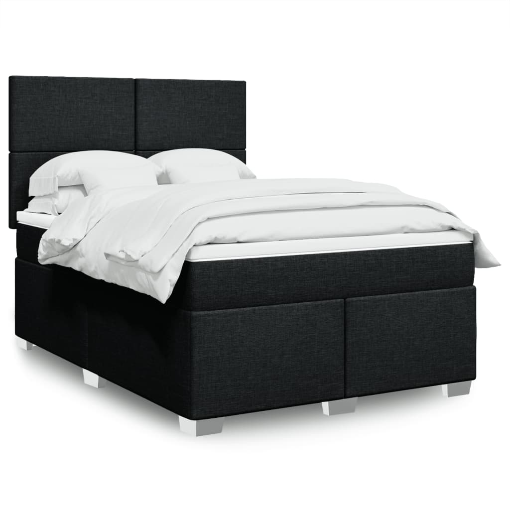 Κρεβάτι Boxspring με Στρώμα Μαύρο 160x200 εκ. Υφασμάτινο - Pakobazaar
