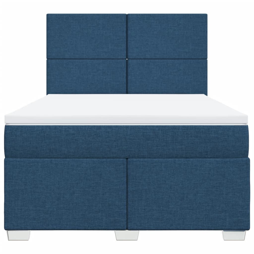 Κρεβάτι Boxspring με Στρώμα Μπλε 160x200 εκ. Υφασμάτινο - Pakobazaar