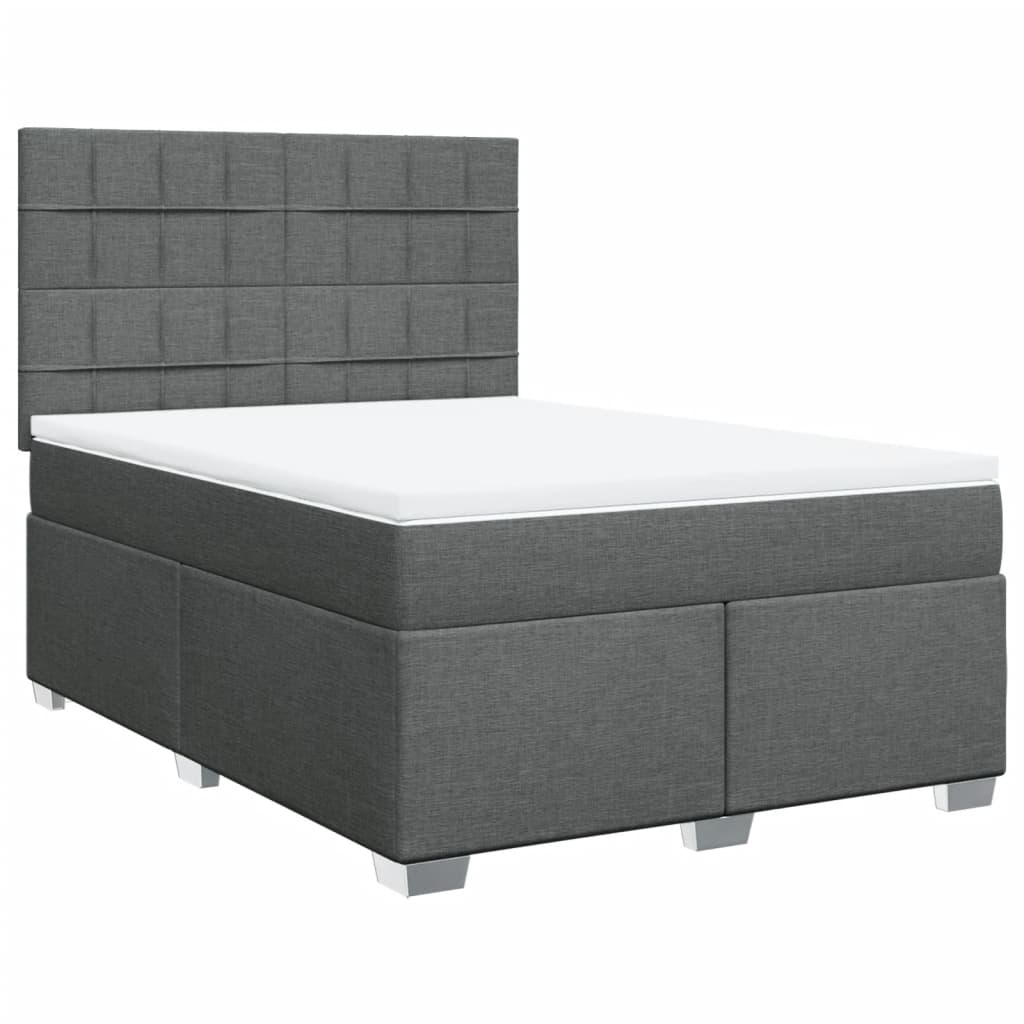 Κρεβάτι Boxspring με Στρώμα Σκούρο Γκρι 160x200 εκ Υφασμάτινο - Pakobazaar
