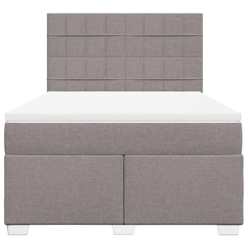 Κρεβάτι Boxspring με Στρώμα Taupe 160x200 εκ. Υφασμάτινο - Pakobazaar
